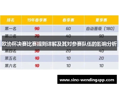欧协杯决赛比赛规则详解及其对参赛队伍的影响分析