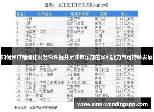 如何通过精细化财务管理提升足球俱乐部的盈利能力与可持续发展 如何通过精细化财务管理提升足球俱乐部的盈利能力与可持续发展